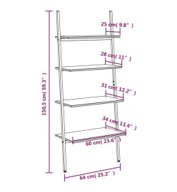 Étagère inclinée à 4 niveaux Marron clair et noir 64x34x150,5cm