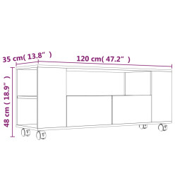 Meuble TV chêne fumé 120x35x48 cm bois d'ingénierie