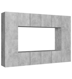 Ensemble de meubles TV 8 pcs Gris béton Aggloméré