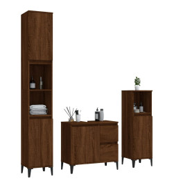 Ensemble d'armoires de salle de bain 3 pcs chêne marron