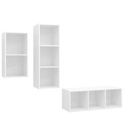 Ensemble de meuble TV 3 pcs Blanc Aggloméré