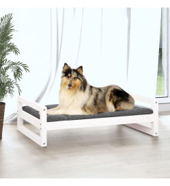 Lit pour chien Blanc 95,5x65,5x28 cm Bois de pin solide