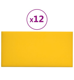 Panneaux muraux 12 pcs Jaune 30x15 cm Velours 0,54 m²