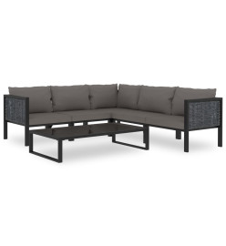 Salon de jardin 6 pcs avec coussins Résine tressée Anthracite