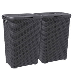 Curver Ensemble de panier à linge et couvercle Style 2x60 L anthracite