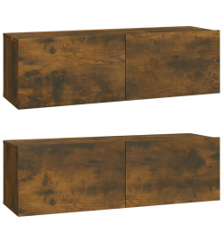 Meubles TV 2 pcs Chêne fumé 100x30x30 cm Bois d'ingénierie