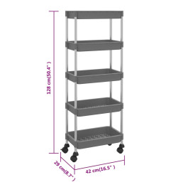 Chariot de cuisine 5 niveaux Gris 42x29x128 cm Fer et ABS