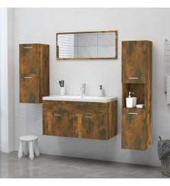 Armoire de bain Chêne fumé 30x30x130 cm Bois d'ingénierie