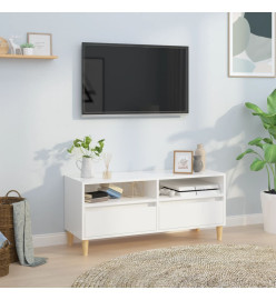 Meuble TV blanc brillant 100x34,5x44,5 cm bois d'ingénierie