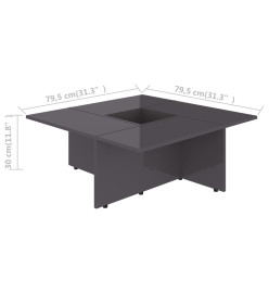 Table basse Gris brillant 79,5x79,5x30 cm Aggloméré