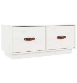 Meuble TV Blanc 80x34x35 cm Bois de pin massif