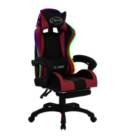 Fauteuil de jeux vidéo avec LED RVB Bordeaux et noir Similicuir