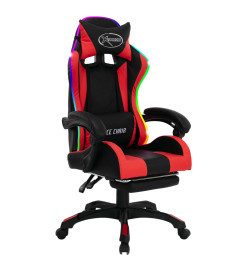 Fauteuil de jeux vidéo avec LED RVB Rouge et noir Similicuir