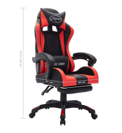 Fauteuil de jeux vidéo avec LED RVB Rouge et noir Similicuir