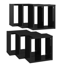 Étagères cube murales 6 pcs Noir brillant 26x15x26 cm