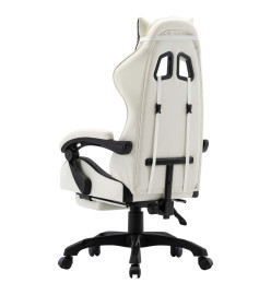 Fauteuil de jeux vidéo et repose-pied Noir et blanc Similicuir