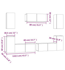 Ensemble de meubles TV 7 pcs Gris béton Bois d'ingénierie