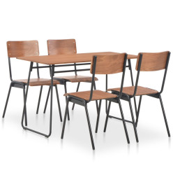 Mobilier à dîner 5 pcs Marron Contreplaqué solide Acier