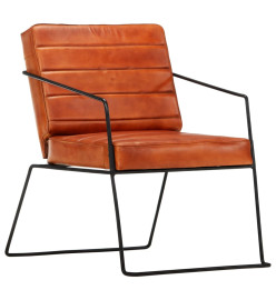 Fauteuil Brun roux Cuir véritable