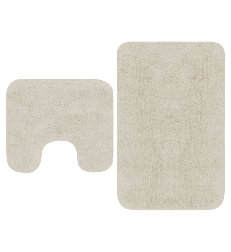 Jeu de tapis de salle de bain 2 pcs Tissu Blanc