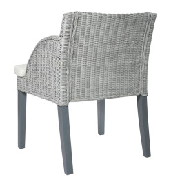 Chaises à manger avec coussins lot de 2 gris rotin naturel