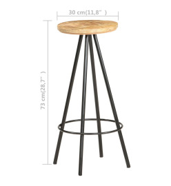 Tabourets de bar lot de 4 bois de manguier brut