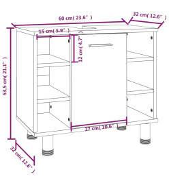 Armoire de bain Chêne marron 60x32x53,5  cm Bois d'ingénierie