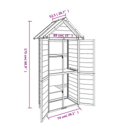 Abri à outils de jardin marron 89x52,5x175 cm bois massif pin