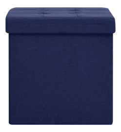 Tabourets de rangement pliables lot de 2 bleu faux lin