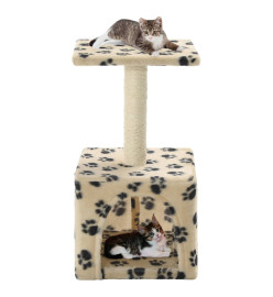 Arbre à chat avec griffoirs en sisal 55 cm Beige Motif de pattes