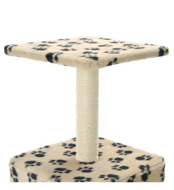 Arbre à chat avec griffoirs en sisal 55 cm Beige Motif de pattes