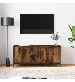 Meuble TV avec portes chêne fumé 102x35x45 cm bois d'ingénierie