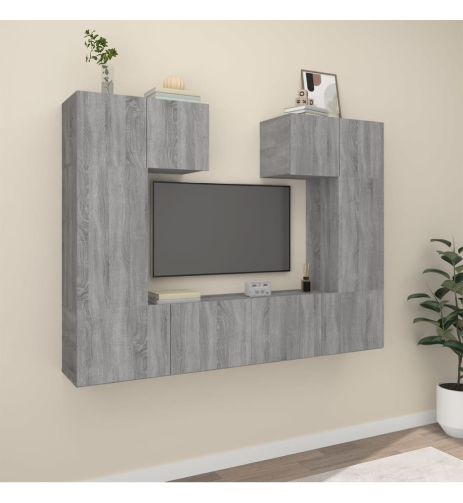 Ensemble de meubles TV 6 pcs Sonoma gris Bois d'ingénierie