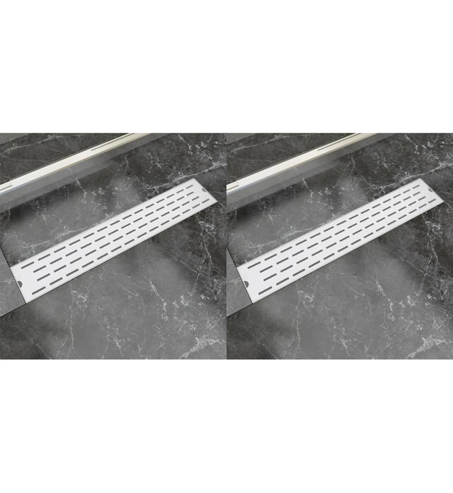 Drain de douche linéaire 2 pcs Ligne 630x140mm Acier inoxydable