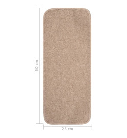 Tapis escalier antidérapants 15 pcs 60x25cm Beige Rectangulaire