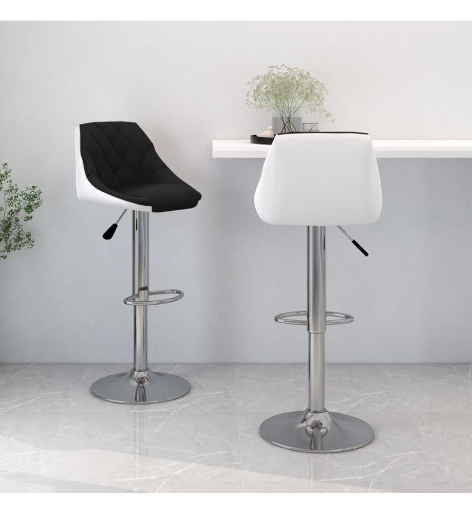 Tabourets de bar lot de 2 noir et blanc similicuir