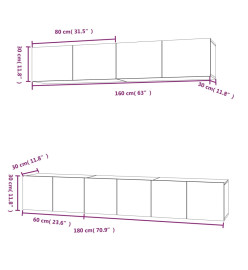 Ensemble de meubles TV 5 pcs Blanc Bois d'ingénierie