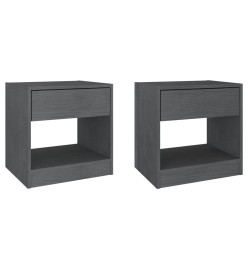 Tables de chevet 2 pcs Gris 40x31x40 cm Bois de pin massif