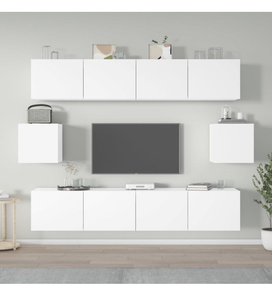 Ensemble de meubles TV 6 pcs Blanc Bois d'ingénierie