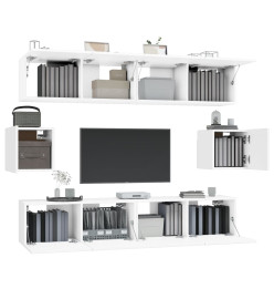 Ensemble de meubles TV 6 pcs Blanc Bois d'ingénierie