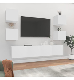 Ensemble de meubles TV 6 pcs Blanc Bois d'ingénierie