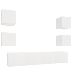 Ensemble de meubles TV 6 pcs Blanc Bois d'ingénierie