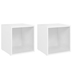 Meubles TV 2 pcs Blanc 37x35x37 cm Aggloméré