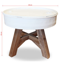 Table basse Bois de récupération massif 60 x 45 cm Blanc