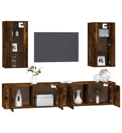 Ensemble de meubles TV 4 pcs Chêne fumé Bois d'ingénierie