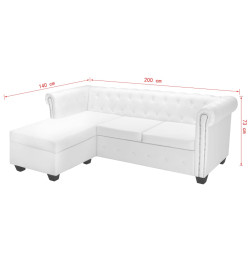 Canapé Chesterfield en forme de L cuir synthétique blanc