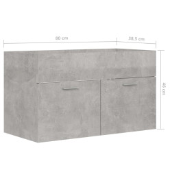 Armoire d'évier Gris béton 80x38,5x46 cm Aggloméré