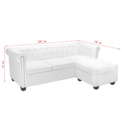 Canapé Chesterfield en forme de L cuir synthétique blanc