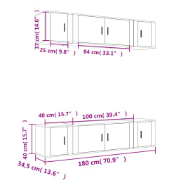 Ensemble de meubles TV 6 pcs Chêne fumé Bois d'ingénierie