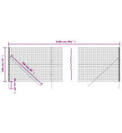 Clôture en treillis métallique anthracite 2x25m acier galvanisé